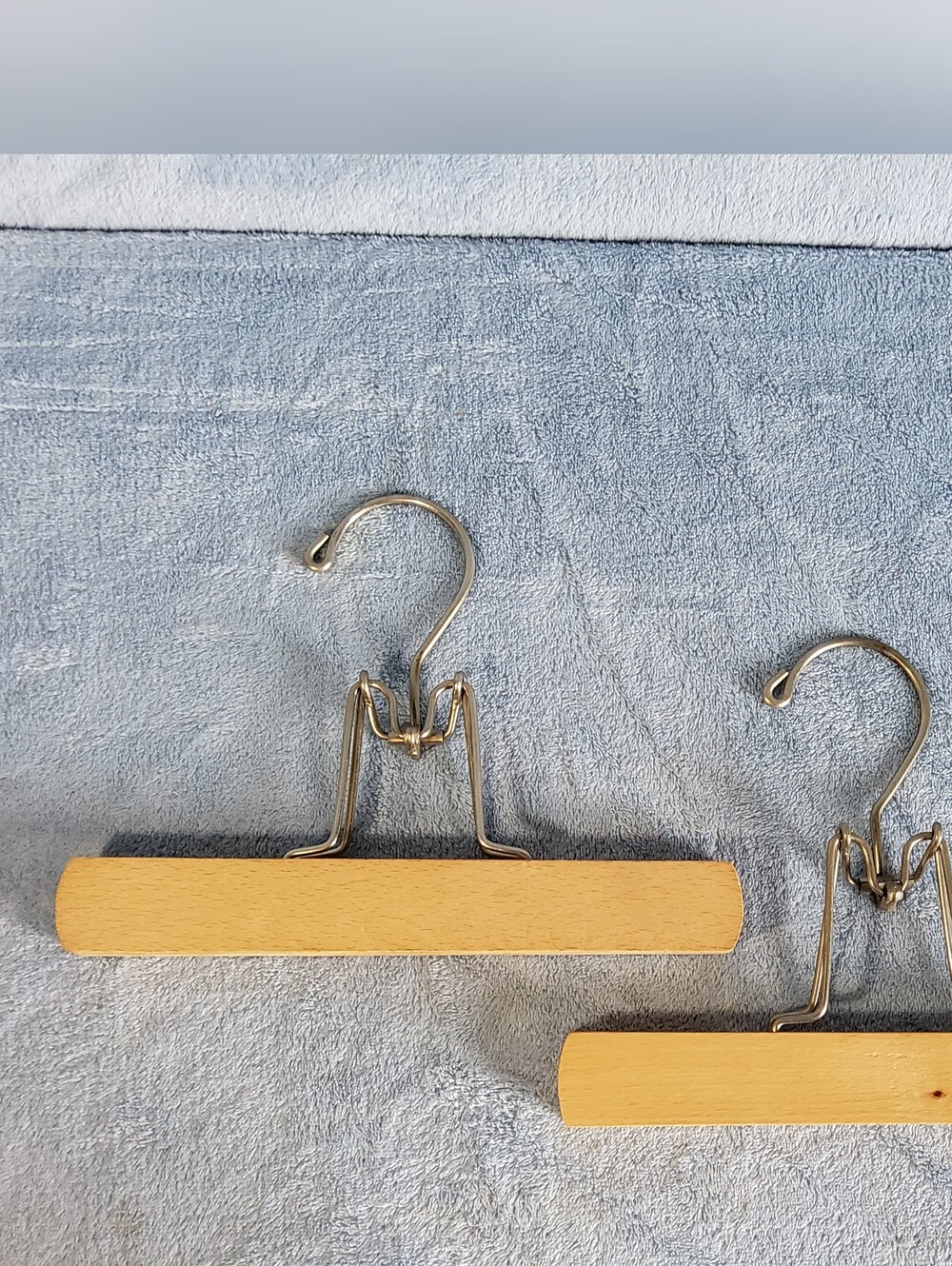 Vintage Wooden Pant Hangers Skirt Slacks with Locking Metal Clamps Lot Of 2